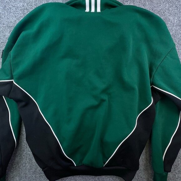 Adidas Sweatshirt Men's Small Green Striped Full Zip Soccer Athletic Wear - Picture 15 of 15